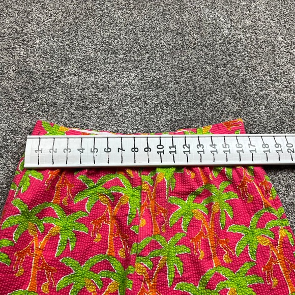 Lilly Pulitzer Seersucker Shorts Womens 36 Pink Green Orange Palm Tree Print - Picture 3 of 7